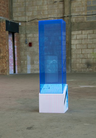 Tight Impulse, 2013, wood, perspex, acrylic, marker, 122 x 30 x 30 cm