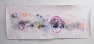 Come Over (Bootycall, A), 2014, acrylic, spray on cotton, 40 x 180 cm