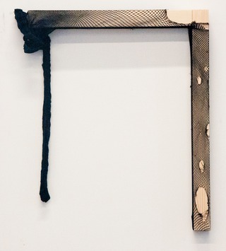 Untitled, 2012, tights on wood, 50 x 50 x 4 cm